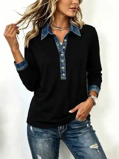 Harlow Denim Collar Blouse