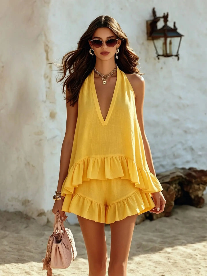 Elizabeth Casual Ruffle Top Two-Piece Set