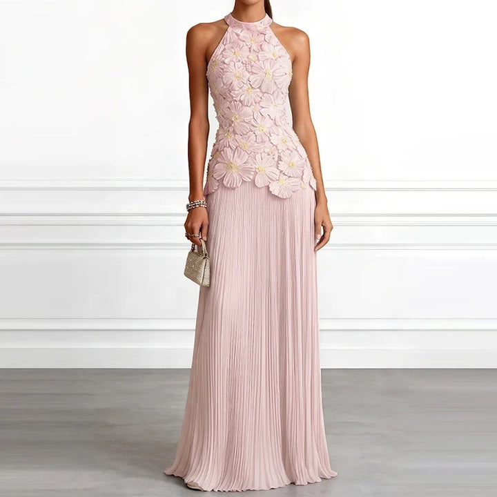 Marielise Halter Pleated Gown