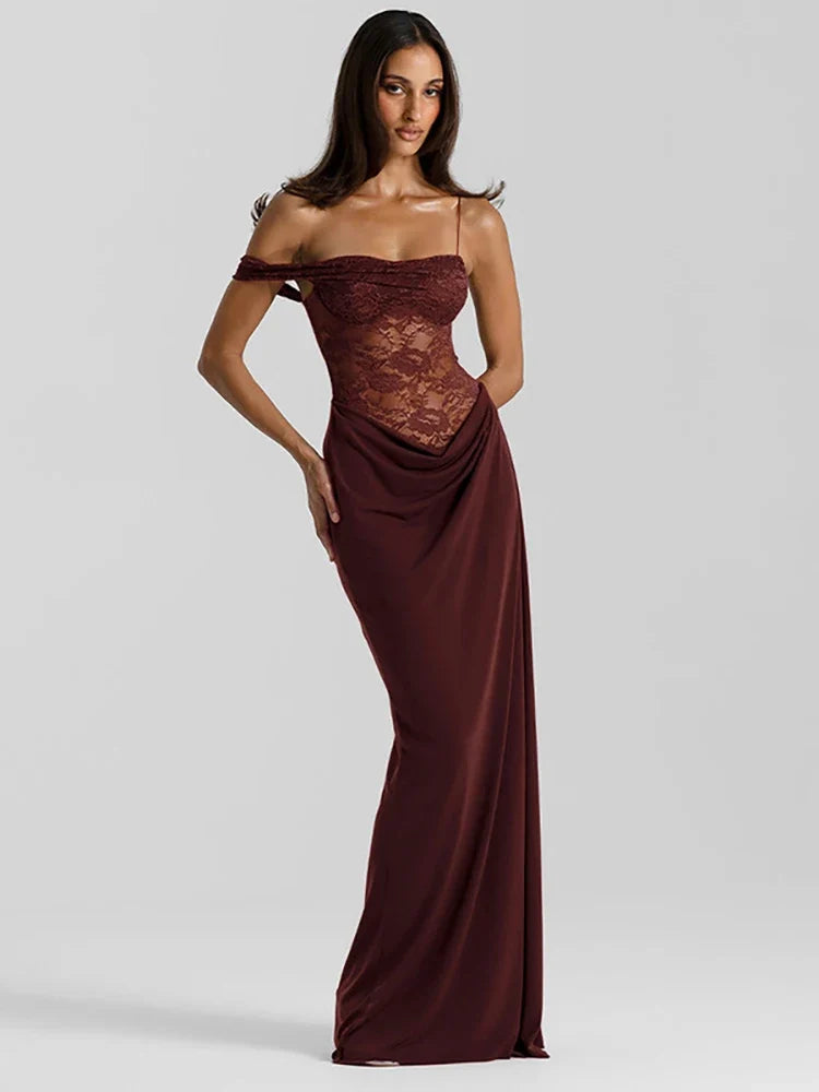 Lizbeth Lace Evening Gown Maxi Dress