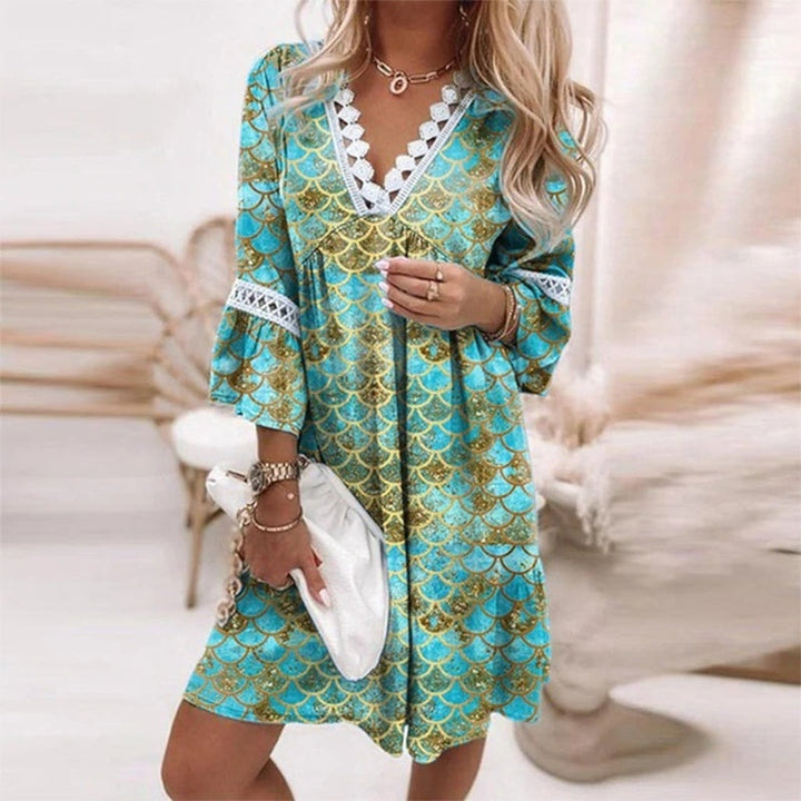 Marina Boho Floral V Neck Mini Dress