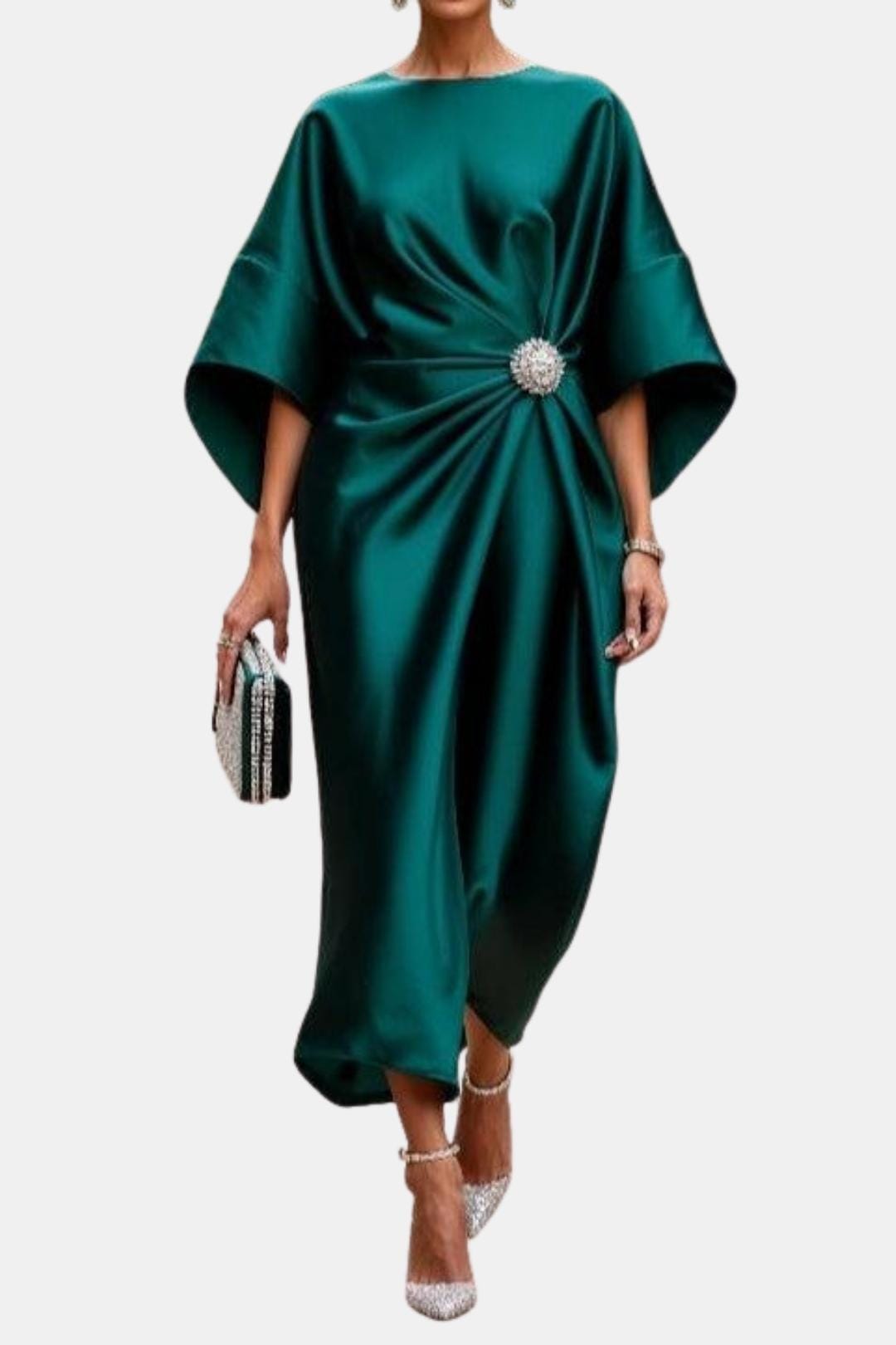 Marisen Wide Sleeve Satin Dress