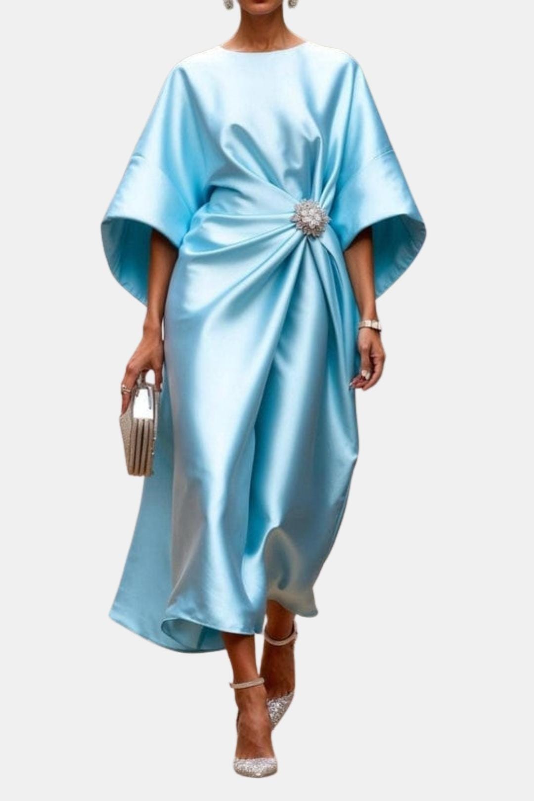 Marisen Wide Sleeve Satin Dress