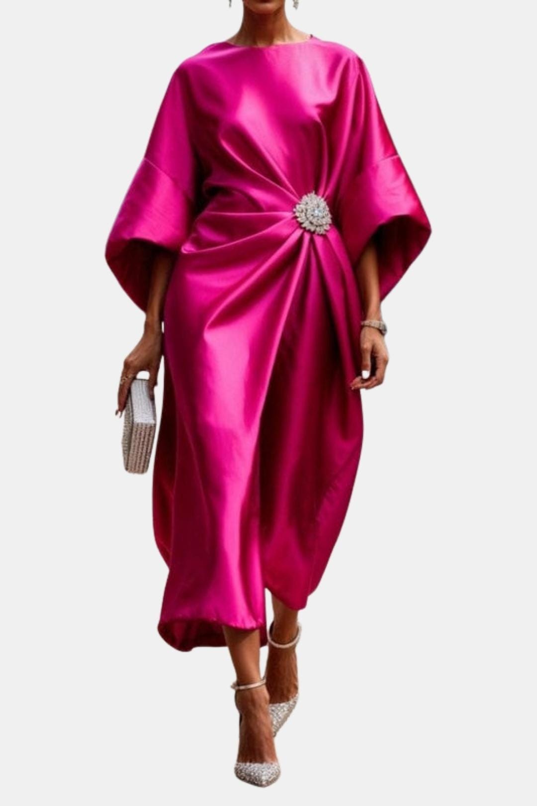 Marisen Wide Sleeve Satin Dress