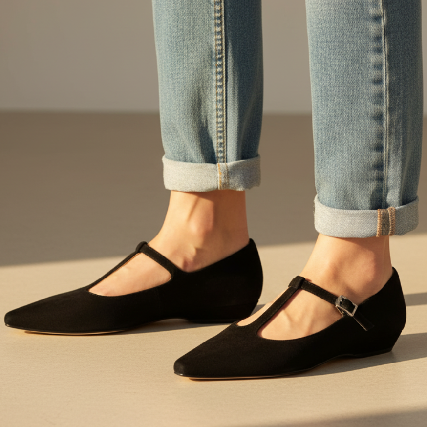 Leona Pointed Toe Mary Jane Flats