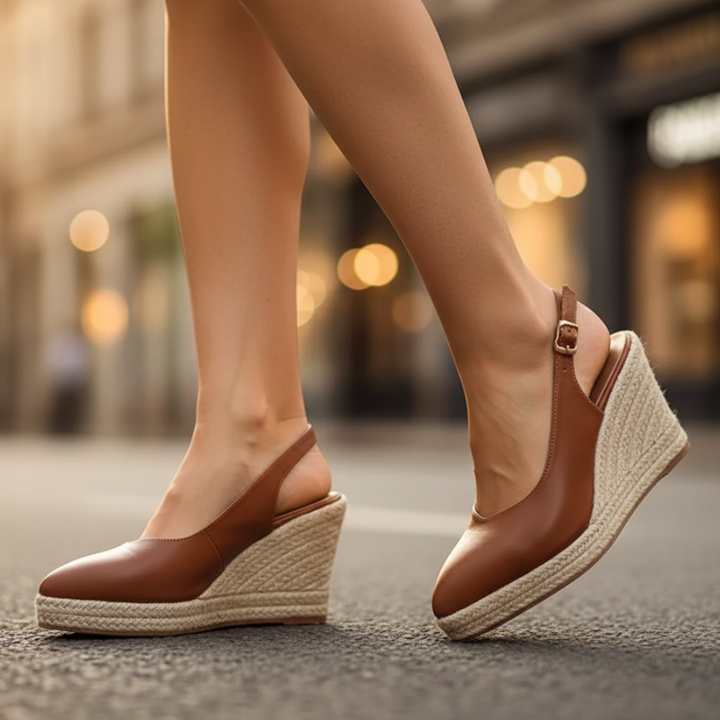 Mary Slingback Pointed Toe Buckle Strap Wedge