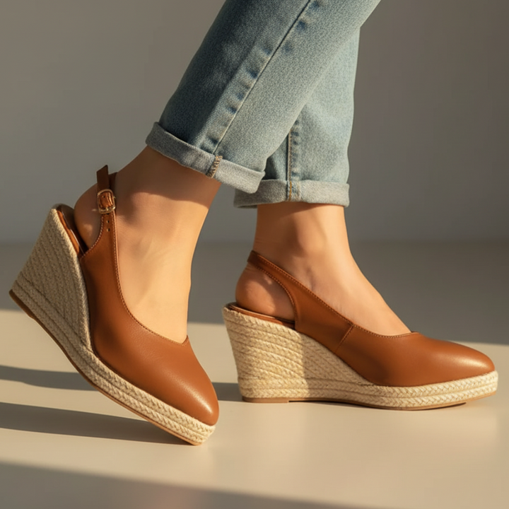 Mary Slingback Pointed Toe Buckle Strap Wedge