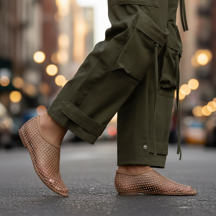 Aubree Rhinestone Midnight Flats