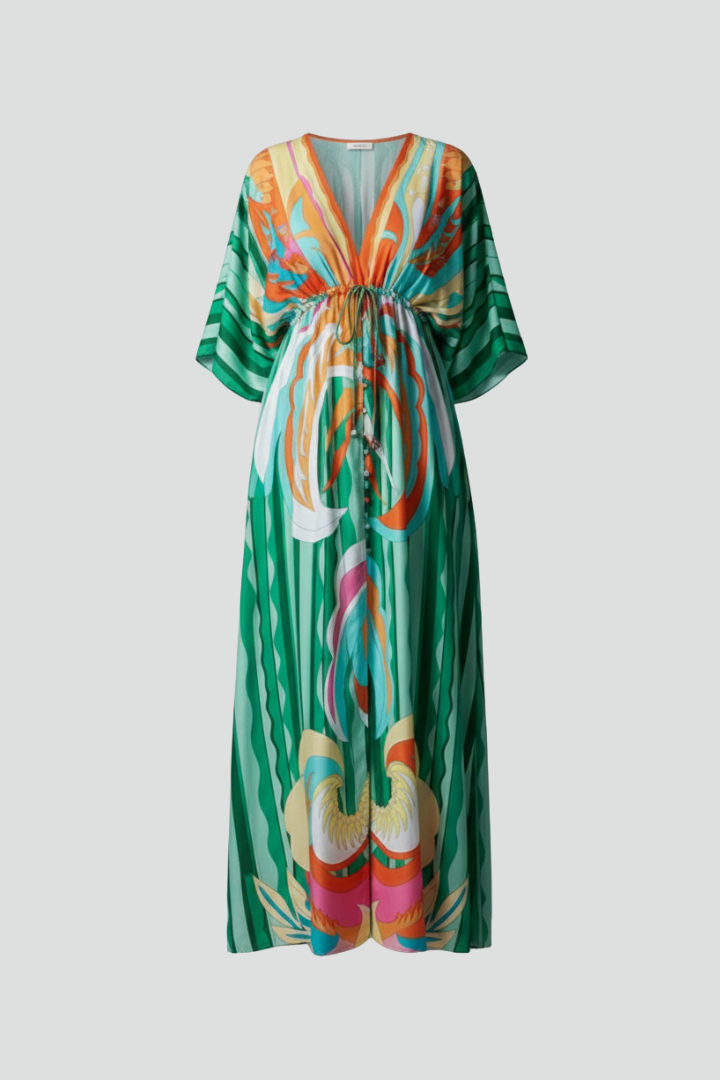 Evania Maxi Dress with V Neckline and Tie Waist