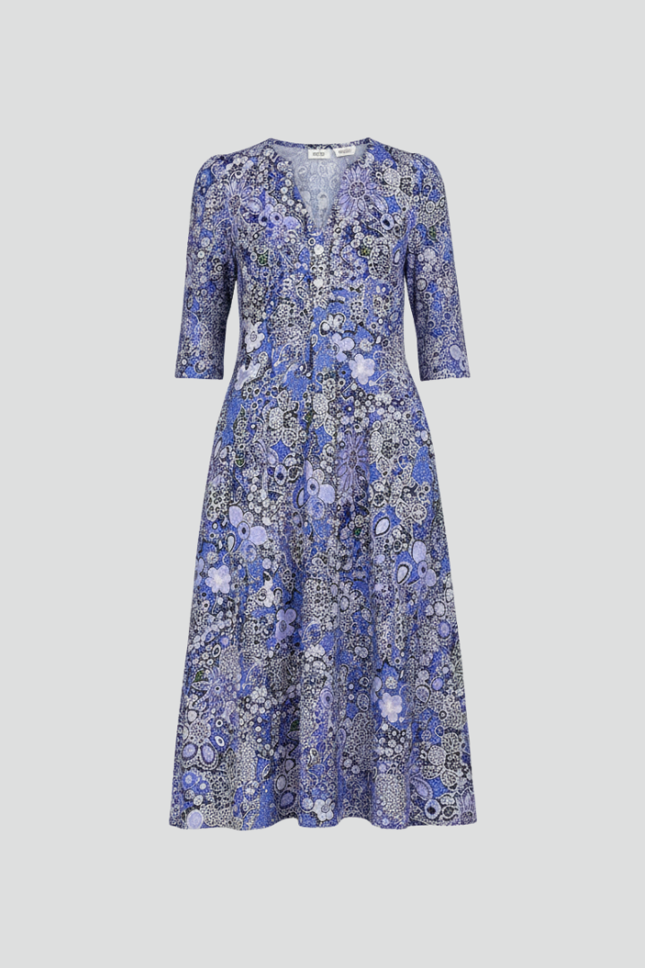Adorina  Midi Dress with V-Neck and Three-Quarter Sleeves