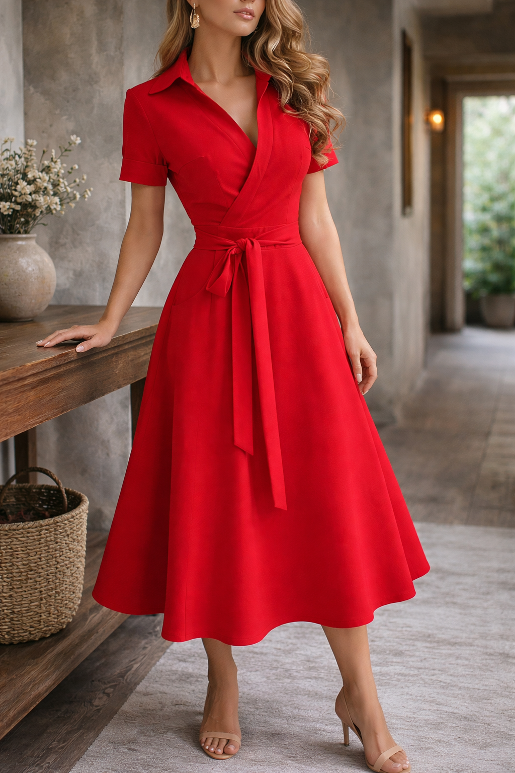 Valerina Belted Off Shoulder Midi Dress