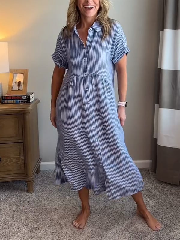 Cressida Striped Button-Up Shirt Dress