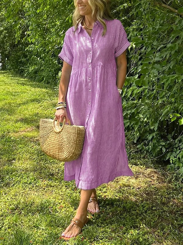 Cressida Striped Button-Up Shirt Dress