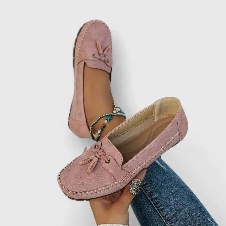 Davina Suede Bow Tassel Slip-On Loafers