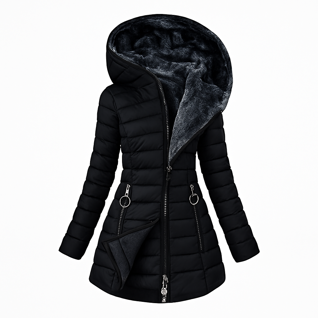Priscilla Long Quilted Hooded Coat