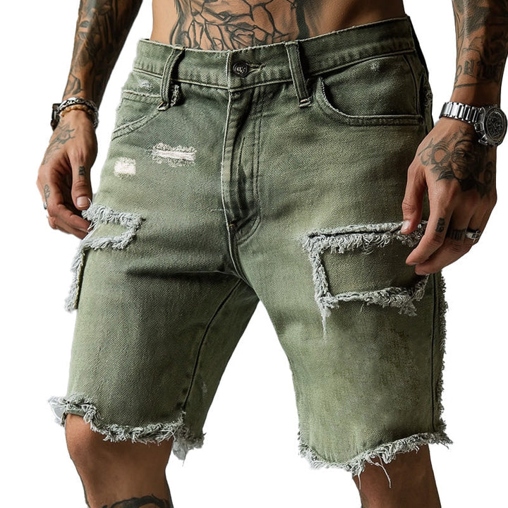 Luca Ripped Stretch Denim Shorts