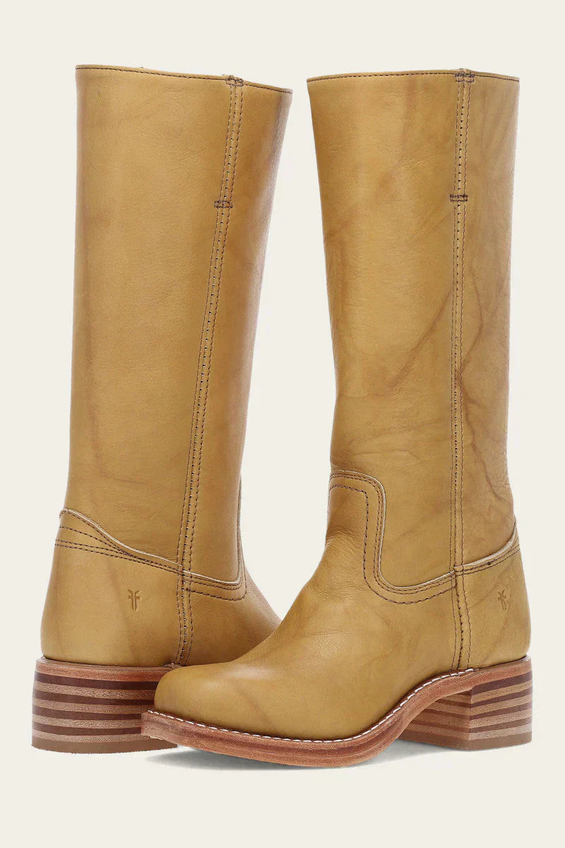 Veronique Stacked Leather Heel Boot