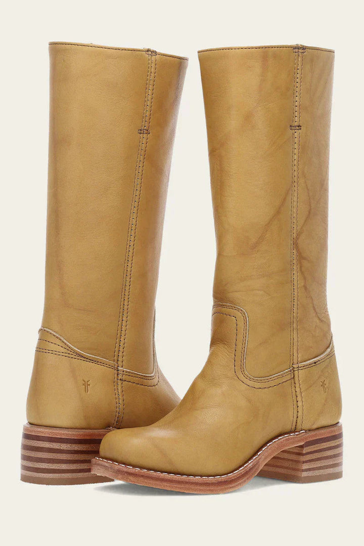 Veronique Stacked Leather Heel Boot