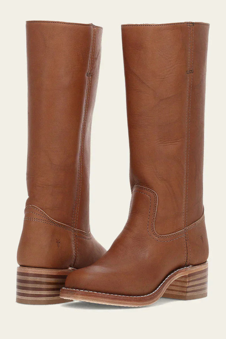 Veronique Stacked Leather Heel Boot