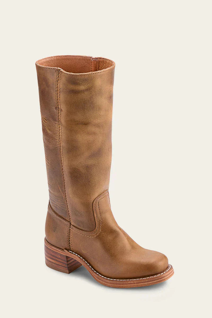 Veronique Stacked Leather Heel Boot