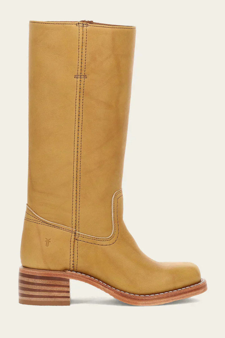 Veronique Stacked Leather Heel Boot