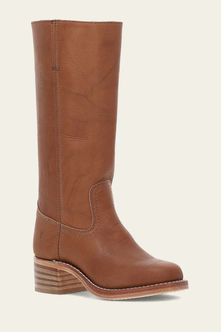 Veronique Stacked Leather Heel Boot
