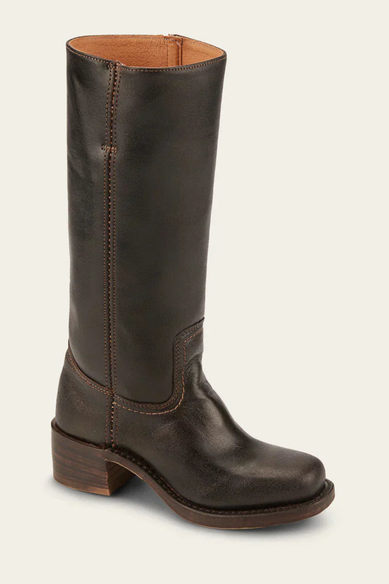 Veronique Stacked Leather Heel Boot