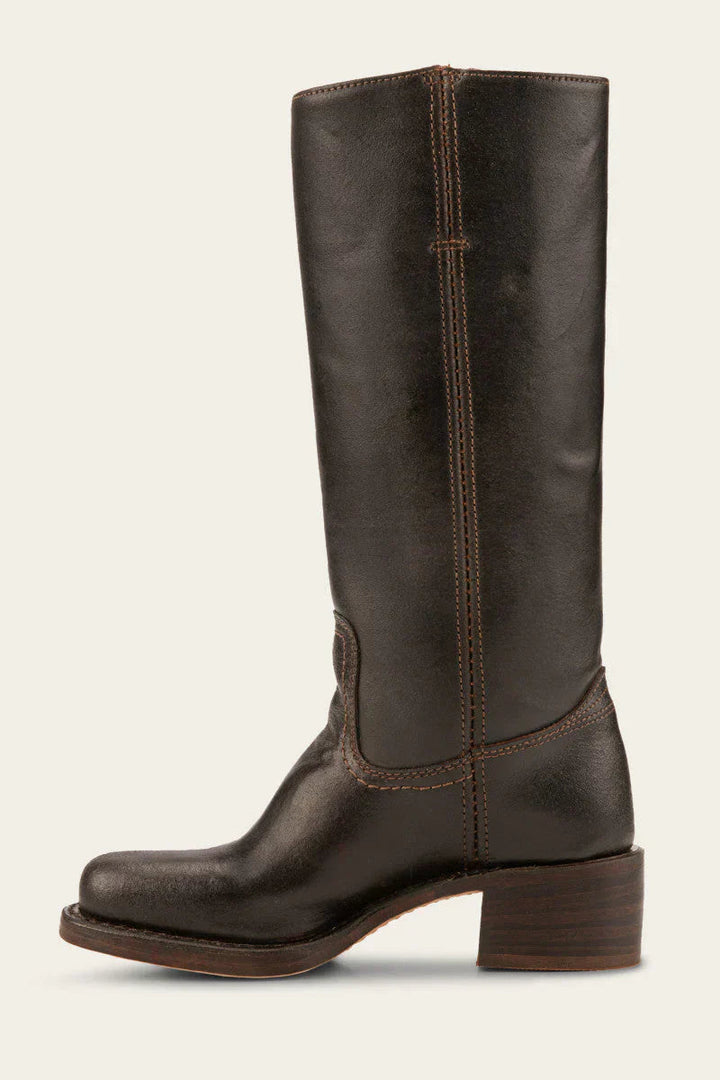 Veronique Stacked Leather Heel Boot