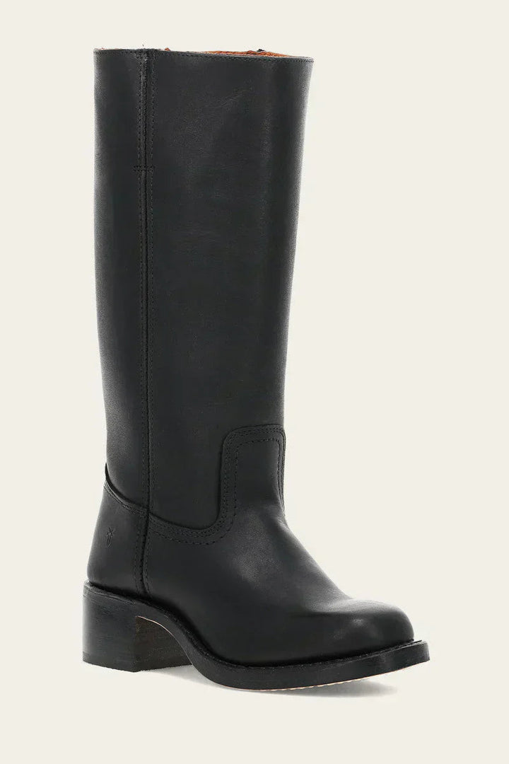 Veronique Stacked Leather Heel Boot