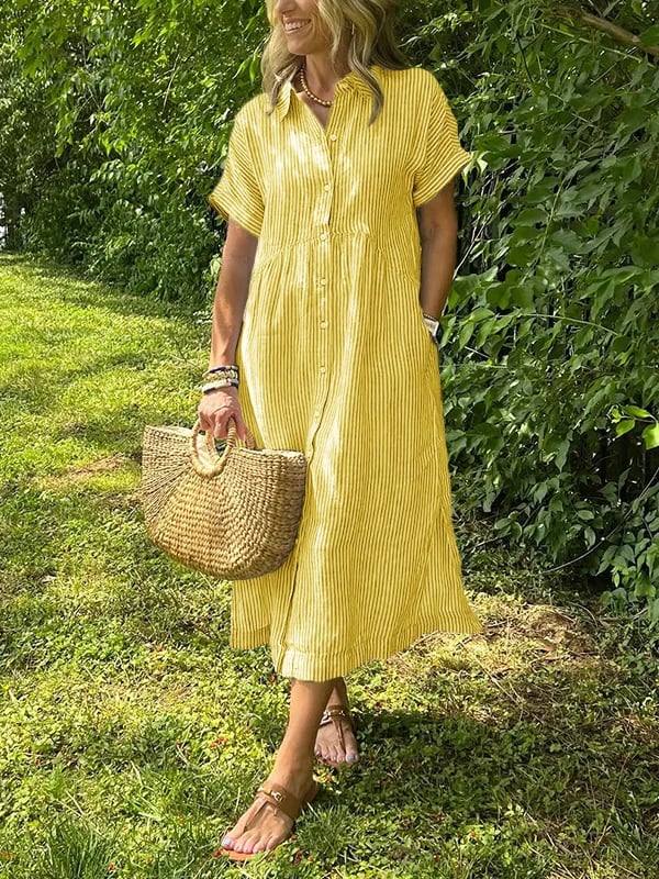 Cressida Striped Button-Up Shirt Dress