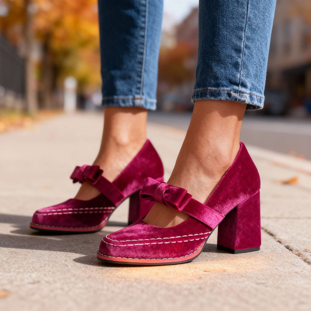 Ariellea Mary Jane Block Heel Bow Pump