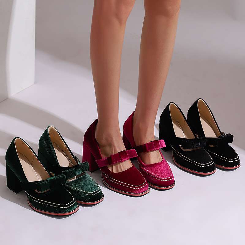 Ariellea Mary Jane Block Heel Bow Pump
