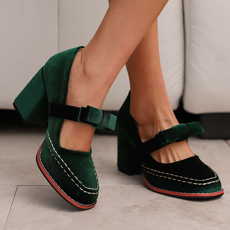 Ariellea Mary Jane Block Heel Bow Pump