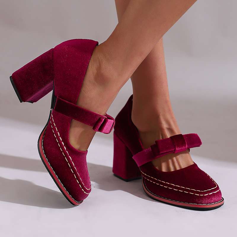 Ariellea Mary Jane Block Heel Bow Pump