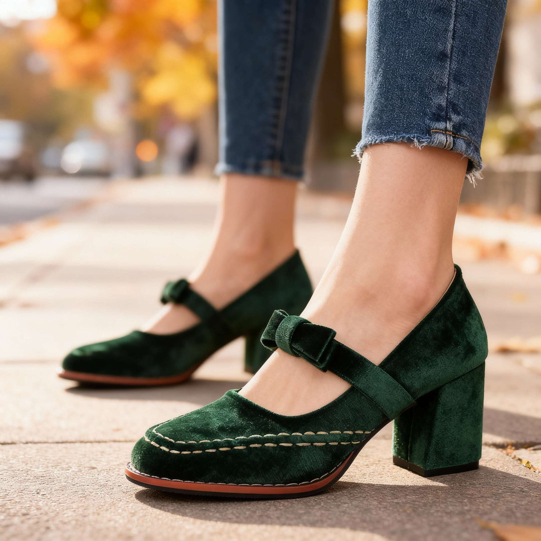Ariellea Mary Jane Block Heel Bow Pump