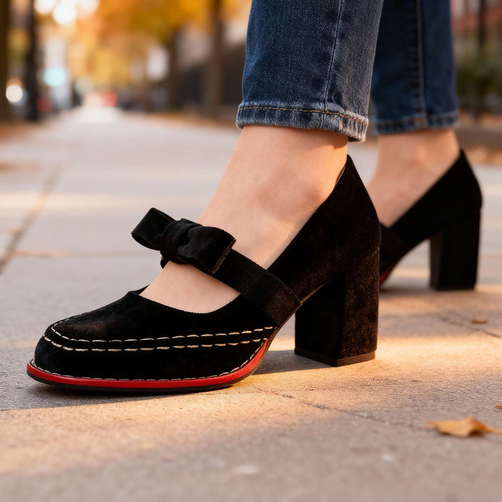 Ariellea Mary Jane Block Heel Bow Pump