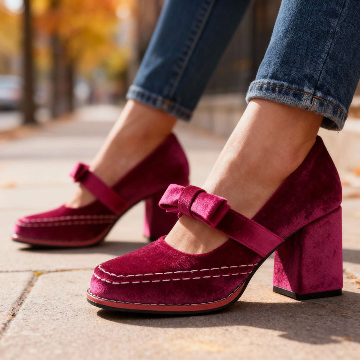 Ariellea Mary Jane Block Heel Bow Pump
