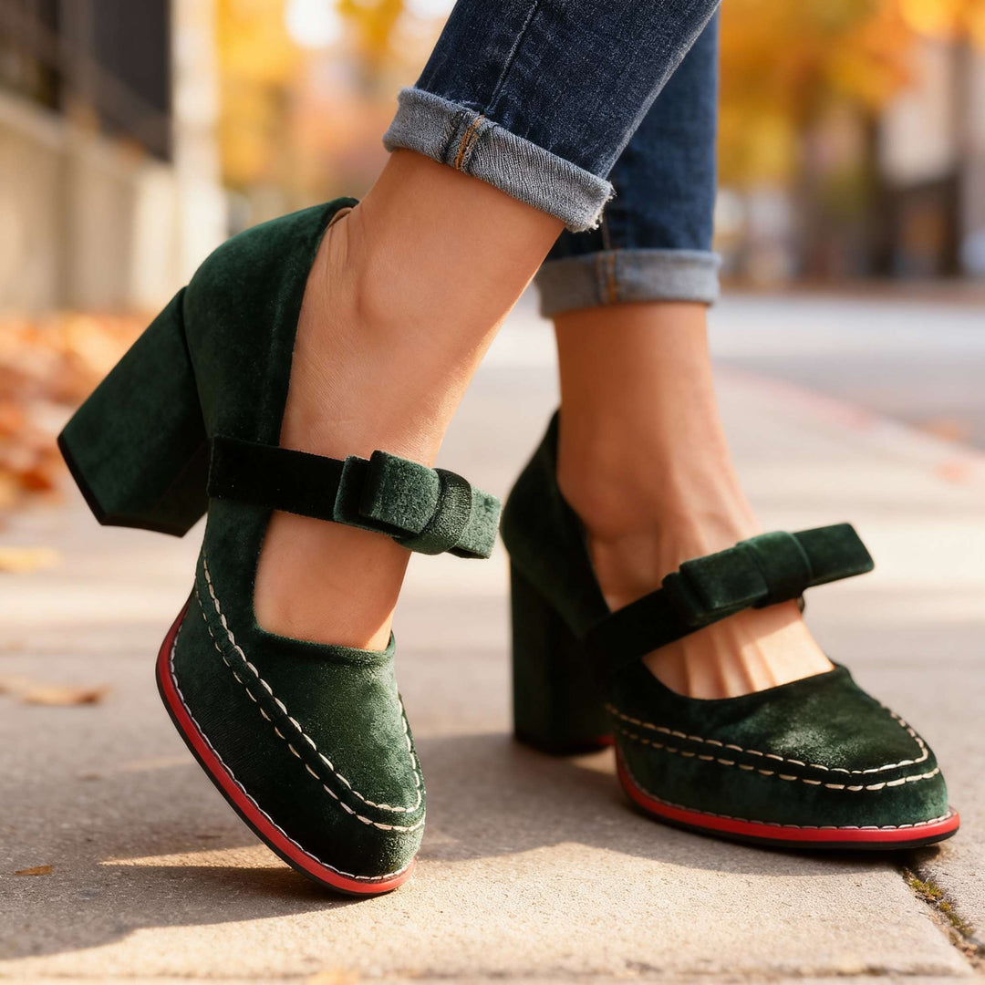Ariellea Mary Jane Block Heel Bow Pump