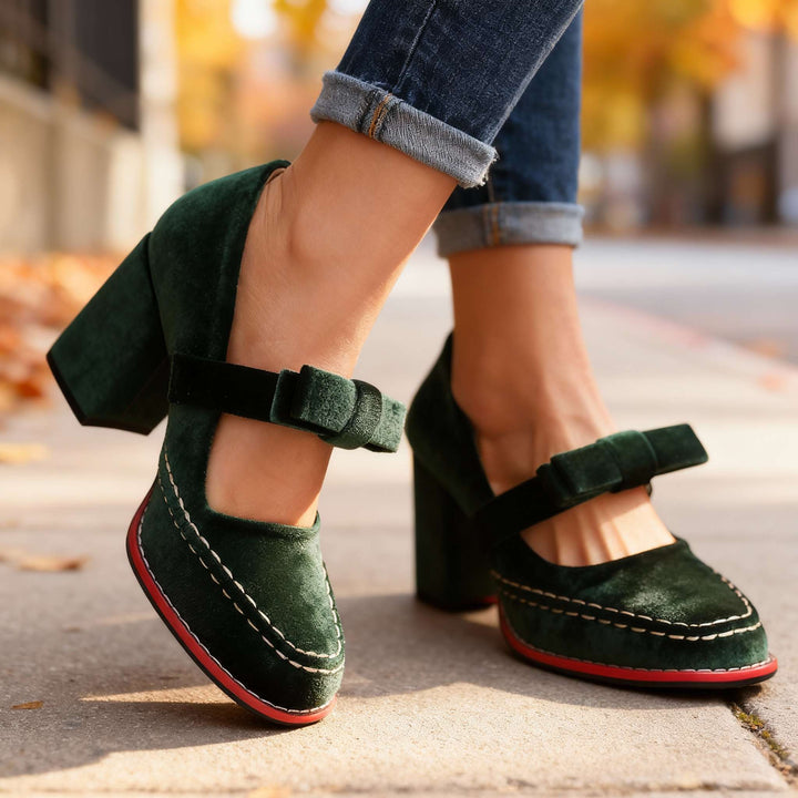 Ariellea Mary Jane Block Heel Bow Pump