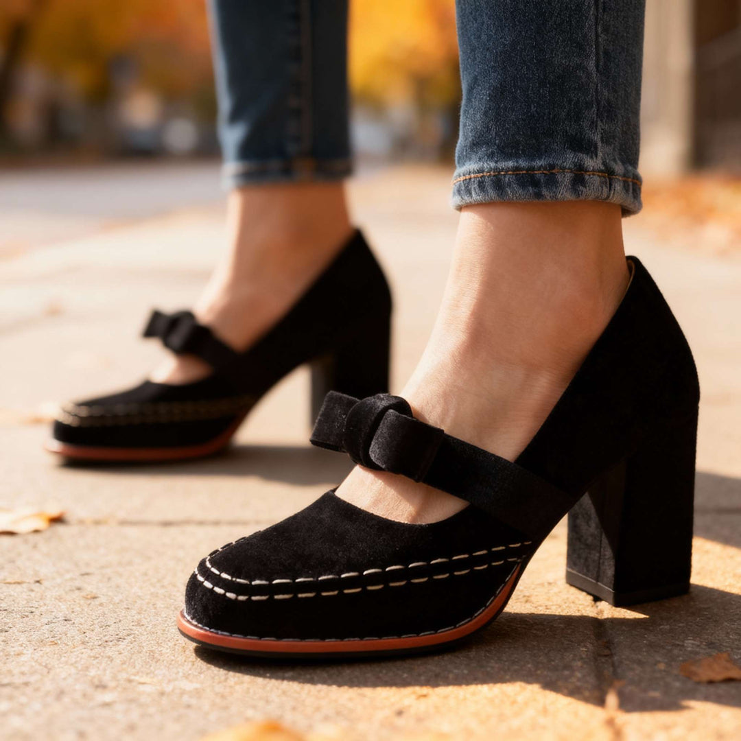 Ariellea Mary Jane Block Heel Bow Pump