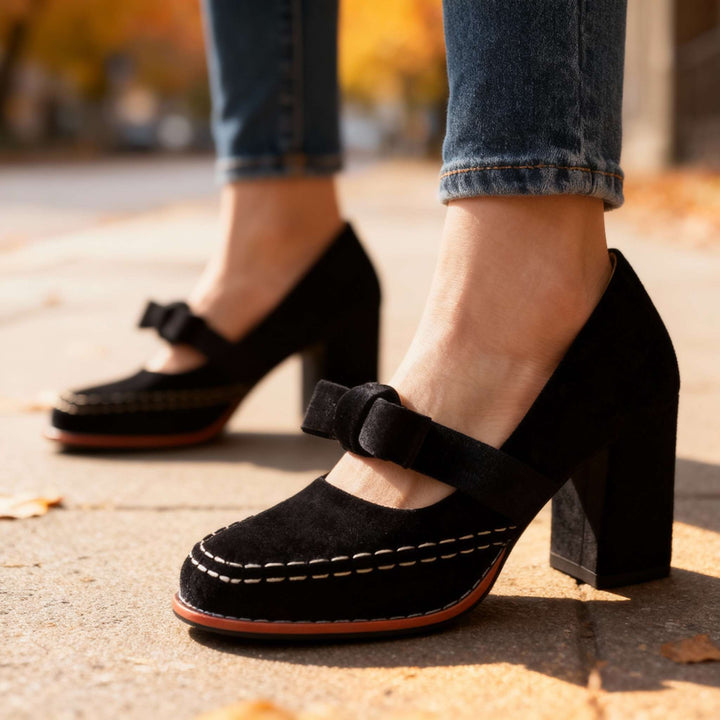 Ariellea Mary Jane Block Heel Bow Pump