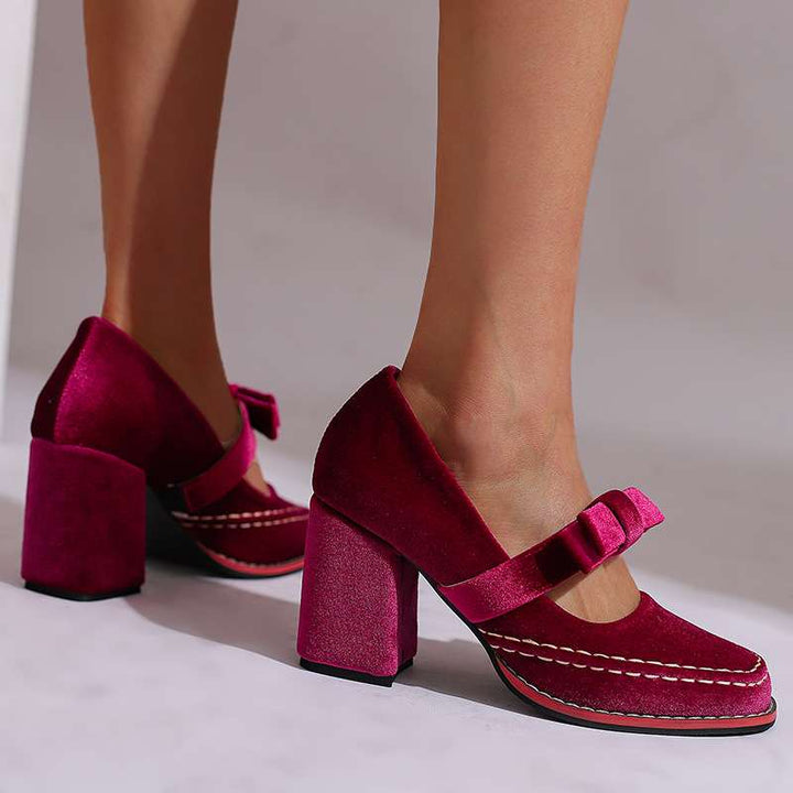 Ariellea Mary Jane Block Heel Bow Pump