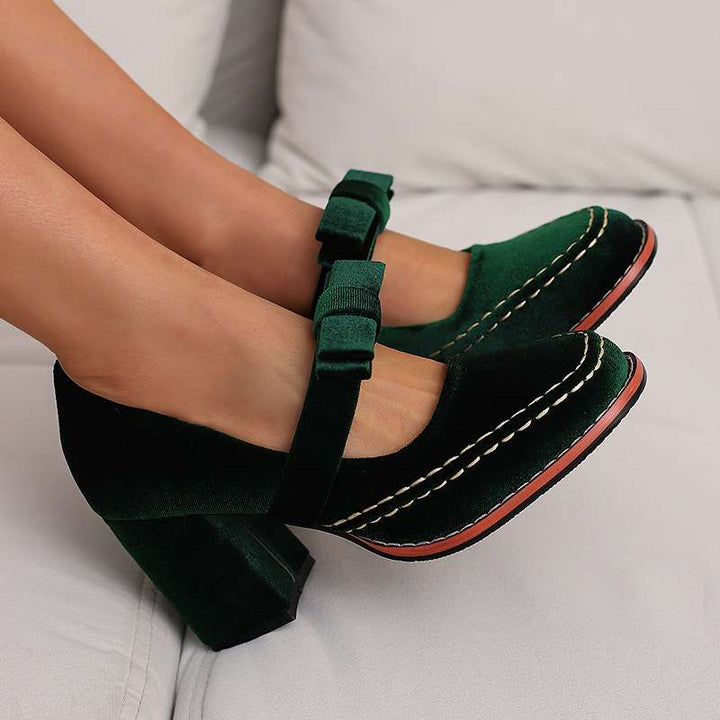 Ariellea Mary Jane Block Heel Bow Pump
