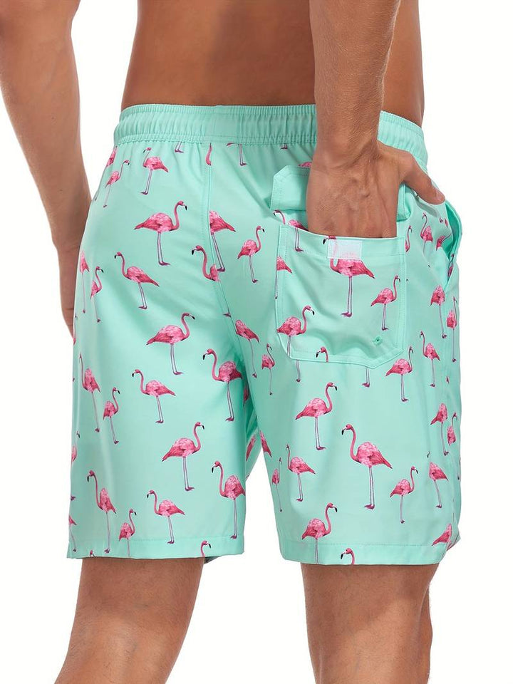 Luso Flamingo Print Swim Trunk