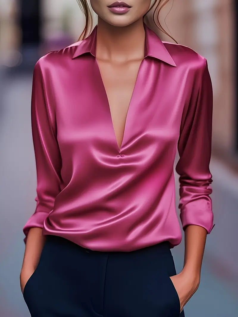 Odalie Satin Draped Collar Blouse