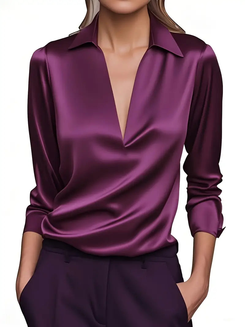 Odalie Satin Draped Collar Blouse