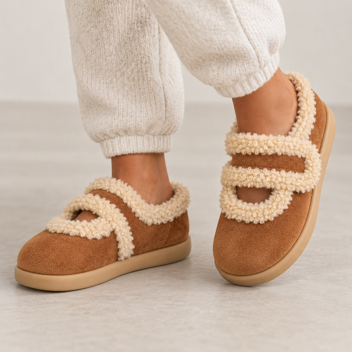 Andrea Warm Fur Suede Slippers