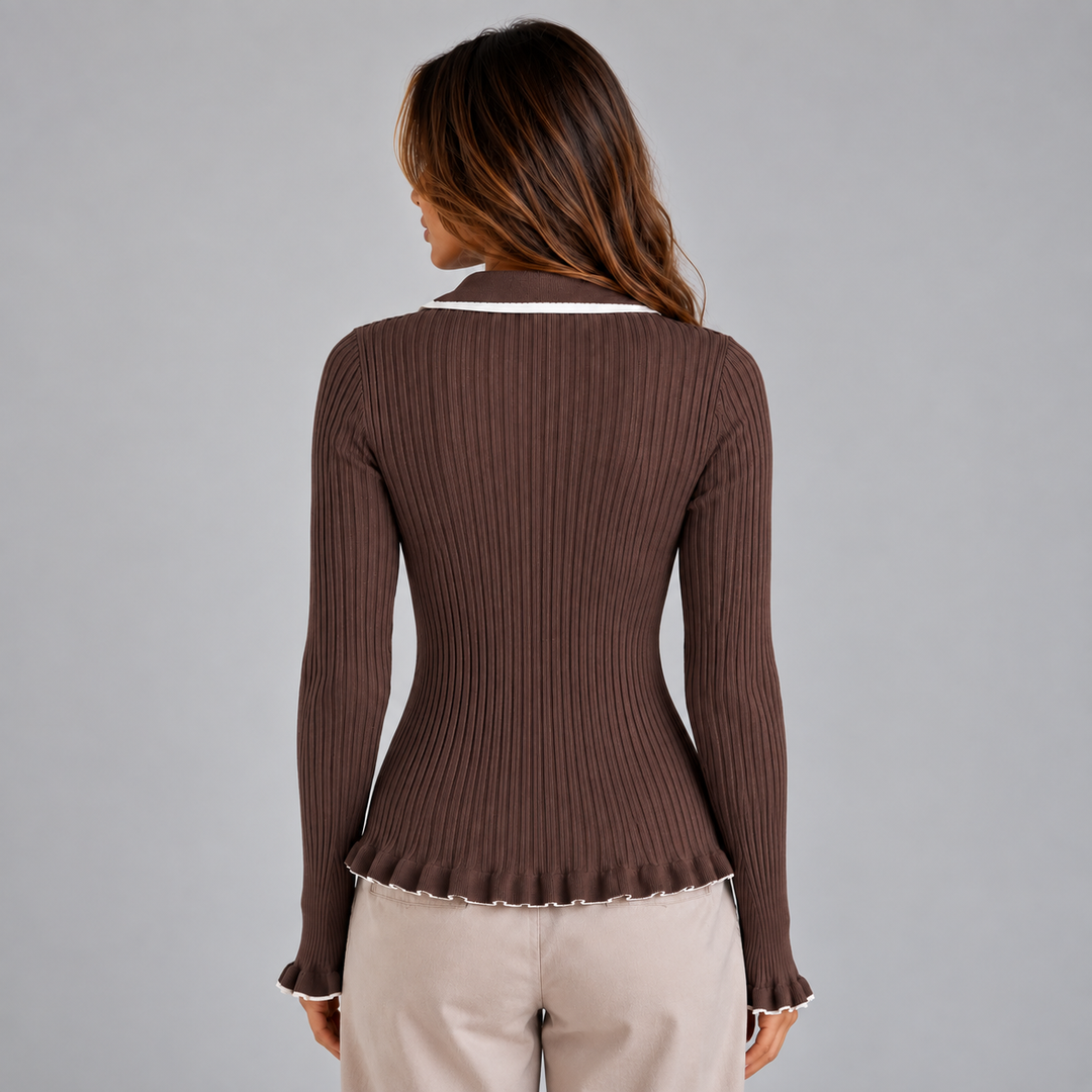 Noami Ribbed Knit Long Sleeve Top