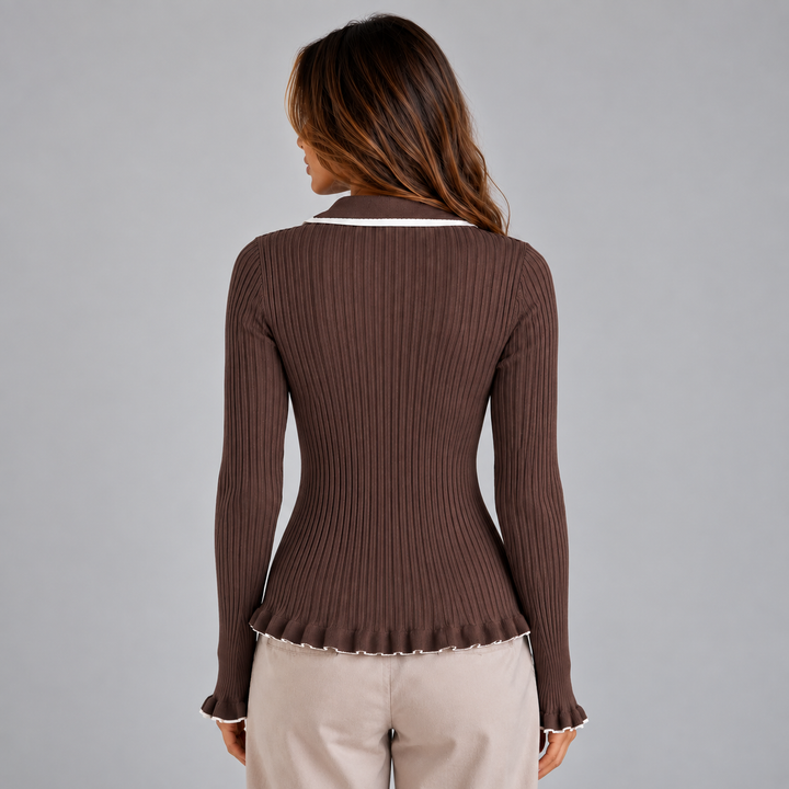 Noami Ribbed Knit Long Sleeve Top