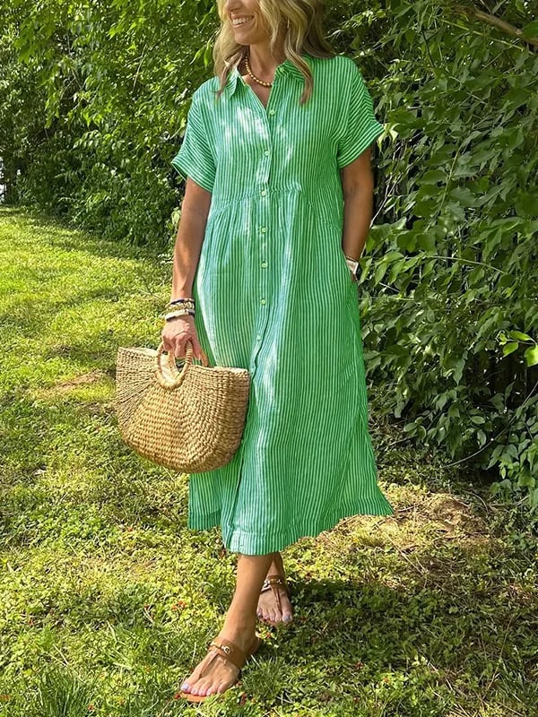 Cressida Striped Button-Up Shirt Dress